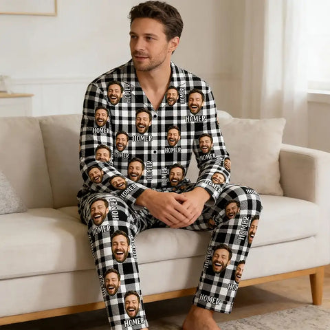 Personalized Custom Face Photo Pajamas for Couples