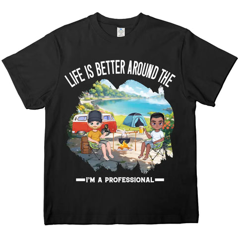 Camping avec des hommes, t-shirts en coton personnalisés, sweats à capuche, sweatshirts, cadeaux pour les amis