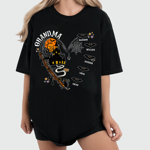 Personalized Halloween grandma and grandchildren name family T-Shirts, Sweatshirts & Hoodies, gift for grandma