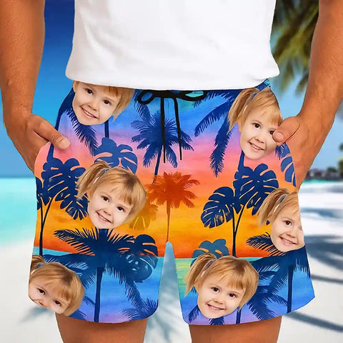Personalized Hawaiian Shorts – Custom Face & Photo Unisex Beach Shorts