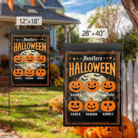Custom Halloween Family Flags – Garden Flags with Grandchildren's Names