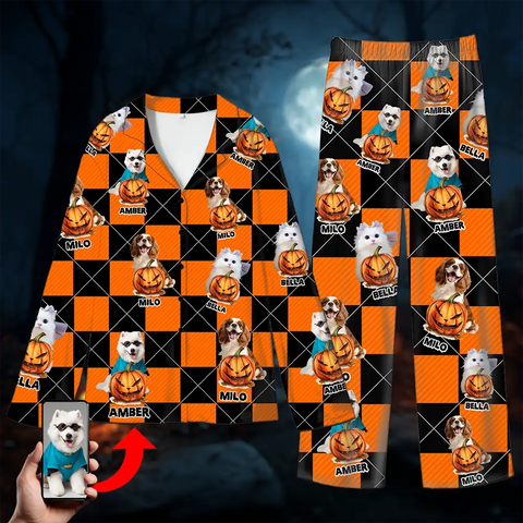 Halloween Pet Pajamas – Personalized  Sleepwear with Dog or Cat Photo & Name