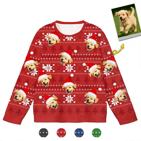 Custom Dog Christmas Ugly Sweater – Personalized Holiday Sweatshirt with Pet Photo, Unique Christmas Gift for Pet Lovers