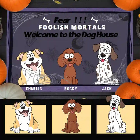 Haunted Halloween Dog Welcome Mat – Custom Pet Name & Design