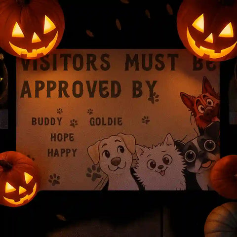 Personalized Halloween Dog Welcome Mat – Little Monsters Guard This Home