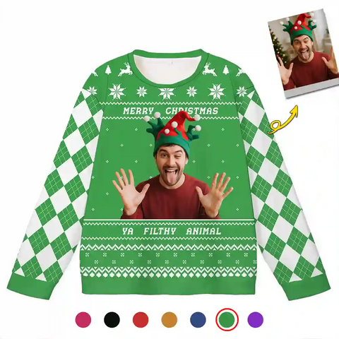 Custom Christmas Ugly Sweater – Personalized Holiday Sweatshirt with Your Photo, Funny Festive Gift