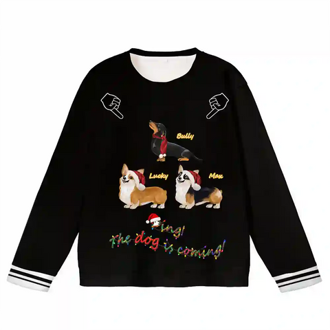 Custom Dog Christmas Ugly Sweater – Personalized Holiday Sweatshirt with Pet Photo, Multiple Dog Prints Available, Perfect Gift for Pet Lovers