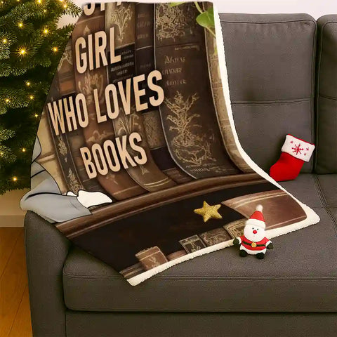 Just a Girl Who Loves Books Blanket – Custom Name Flannel Reading Throw