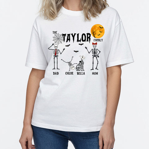 Personalized Halloween Skeleton family T-Shirts, Sweatshirts & Hoodies – Custom Names & Last Name