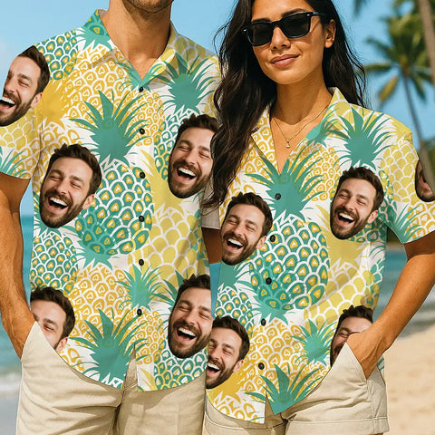 Camisa hawaiana con cara personalizada: camisa tropical personalizada para hombre y mujer 