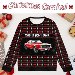 Classic Car Ugly Christmas Sweater – Funny Holiday Gift for Car Lovers