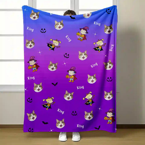 Custom Halloween Photo Blanket – Personalized With Your Picture & Gender Choice halloween