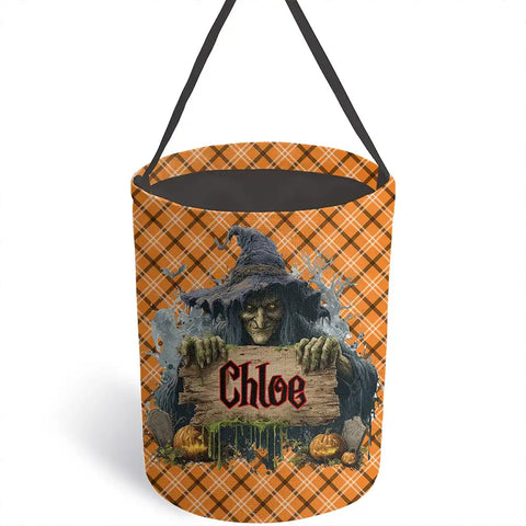 Custom Kids Halloween Candy Bucket – Monogram Trick or Treat Bag