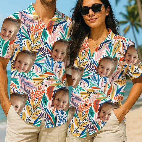Personalized Summer Shirt with Face – Custom Tropical Print Tee