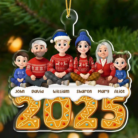 Personalized Acrylic Christmas Ornament – Custom Family & Pet Gift, Gingerbread-Themed Holiday Keepsake