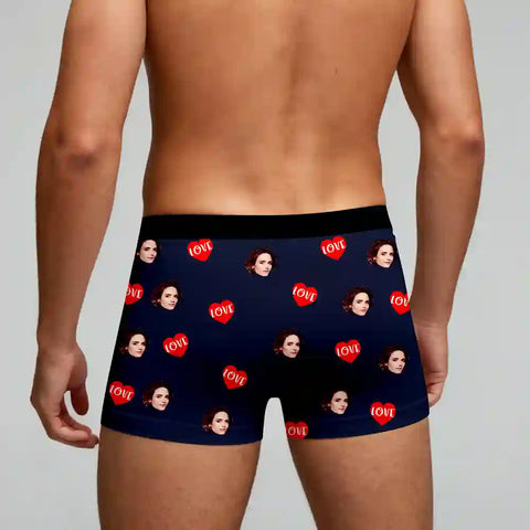Personalized “All Mine” Photo Boxer Briefs – Custom Face Underwear, Valentine’s Day & Anniversary Gift for Him