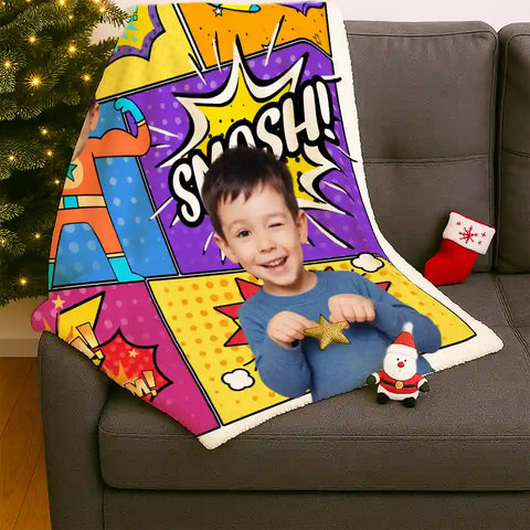 Custom Comic Style Blanket – Turn Your Kids into Superheroes! Soft Flannel Throw
