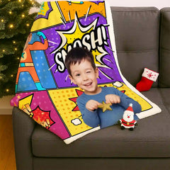 Custom Comic Style Blanket – Turn Your Kids into Superheroes! Soft Flannel Throw