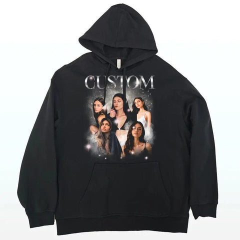 Camiseta unisex con foto personalizada "Vibraciones positivas, vida positiva" - Sudadera con capucha - Regalo para familiares, parejas y amantes de las mascotas 