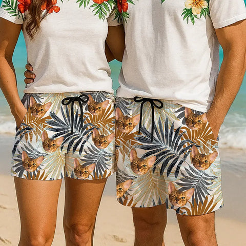 Personalized Face Shorts – Bold Tropical Design for Summer Fun