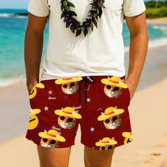 Pantalones cortos hawaianos personalizados con cara de mascota: perfectos para fiestas y diversión de verano