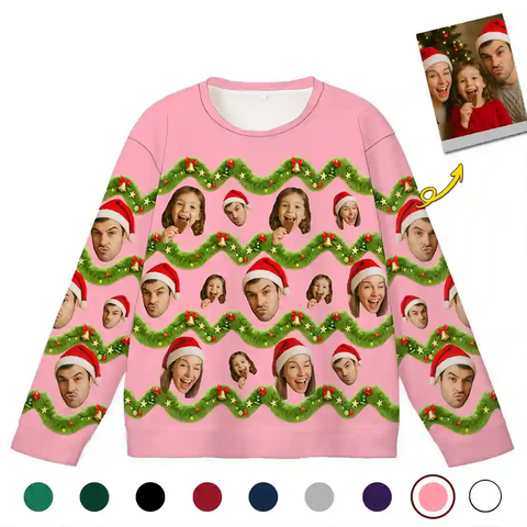 Funny Christmas Ugly Sweater – Upload Family Photos, Custom Festive Sweatshirt Gift