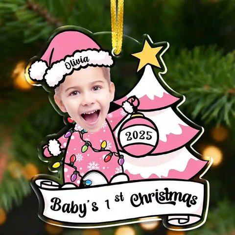Personalized Baby’s First Christmas Acrylic Ornament – Custom Photo Keepsake 2025