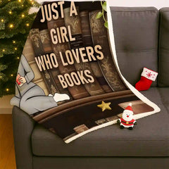 Just a Girl Who Loves Books Blanket – Custom Name Flannel Reading Throw