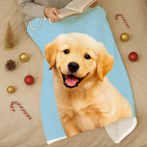 Custom Pet Photo Blanket – Personalized Flannel Throw with Dog’s Name, Perfect Gift for Pet Lovers