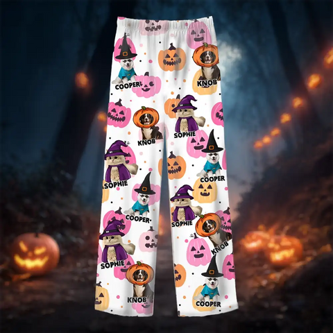 Custom Halloween Pet Pajamas – Personalized Dog & Cat Sleepwear with Photo & Name