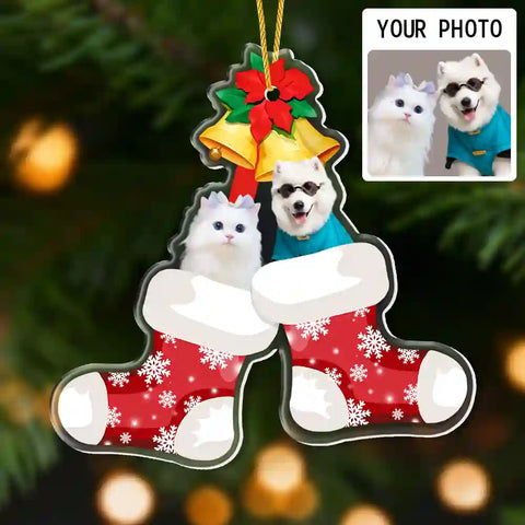 Custom Pet Photo Christmas Acrylic Ornament – Celebrate the Holidays with Your Pets