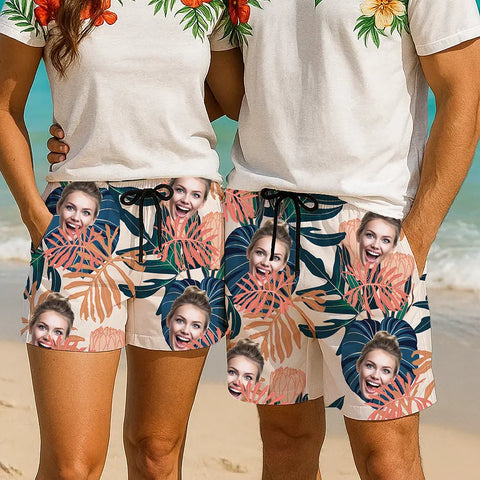 Personalized Face Hawaiian Shorts– Custom Summer Beachwear