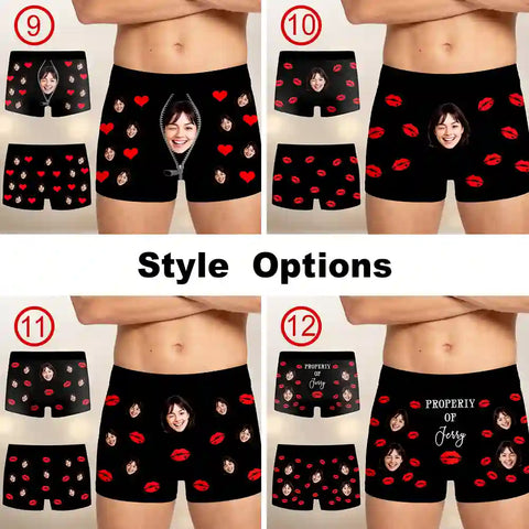 Personalized Love Kiss Underwear – Custom Face Boxer Briefs, Romantic Valentine’s & Anniversary Gift for Him