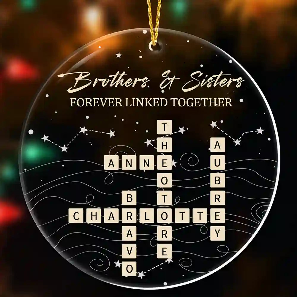 Personalized Brothers & Sisters Scrabble Ornament 2025 – Custom Family Name Acrylic Christmas Keepsake