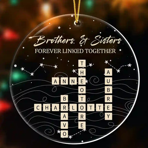 Personalized Brothers & Sisters Scrabble Ornament 2025 – Custom Family Name Acrylic Christmas Keepsake