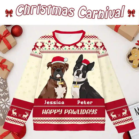 Custom Dog Christmas Ugly Sweater – Personalized Holiday Sweatshirt, Best Gift for Dog Lovers
