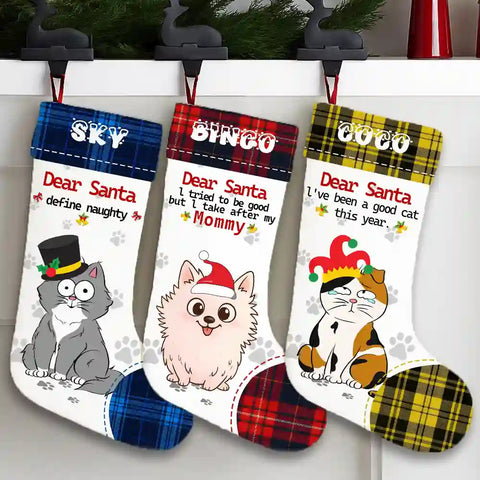 Custom Dog & Cat Christmas Stocking – Personalized with Pet Photo & Name, Festive Holiday Gift