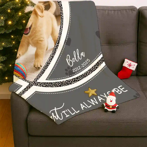 Custom Pet Memorial Blanket – Personalized Photo Heart Design, Forever in Your Heart Gift