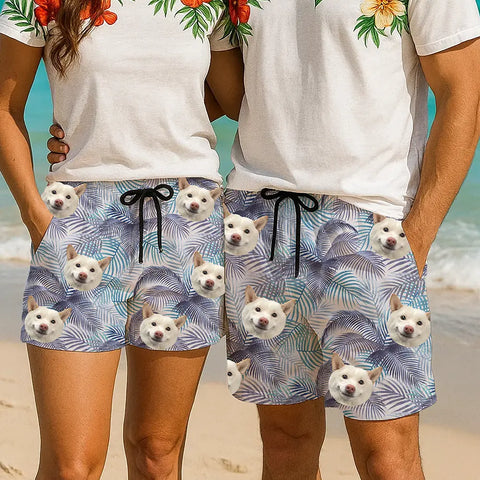Custom Face Shorts – Vibrant Hawaiian Style for Summer Vibes