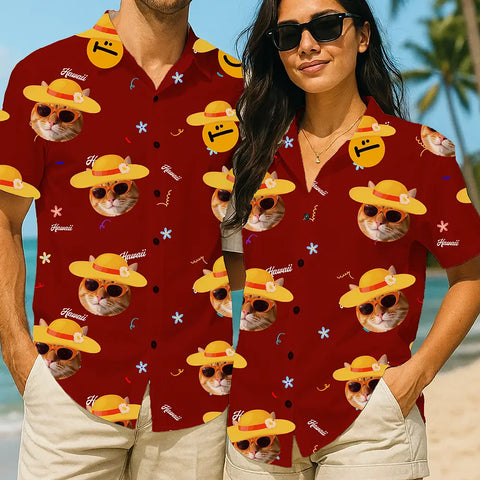 Camisa hawaiana personalizada con cara de mascota: perfecta para fiestas y diversión de verano 