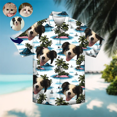 Camisa hawaiana con foto de mascota - Camisa unisex personalizada para vacaciones 