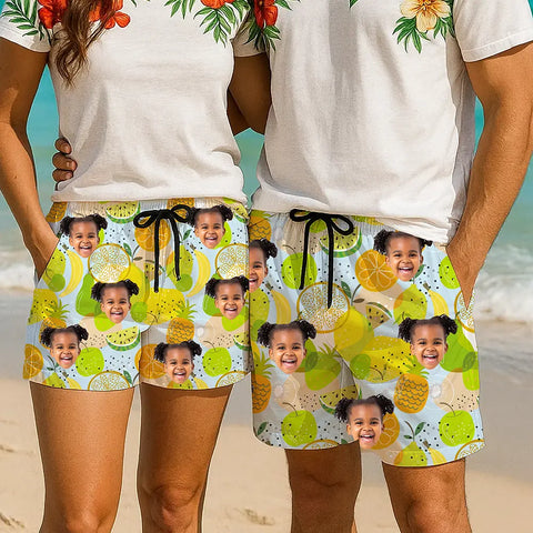 Custom Face Hawaiian Shorts – Personalized Tropical Beachwear