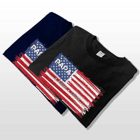 Fier d'être américain - T-shirt unisexe personnalisé pour la famille, t-shirt premium, sweat-shirt, sweat à capuche - Cadeau pour papa, grand-père 