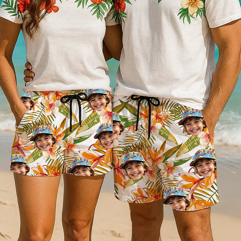 Pantalones cortos hawaianos con cara personalizada: personalizados para la diversión del verano 