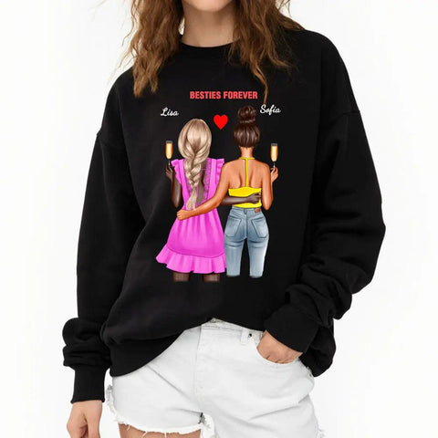 Besties Forever - T-shirt unisexe personnalisé, t-shirt premium, sweat à capuche - Cadeau d'anniversaire pour meilleure amie