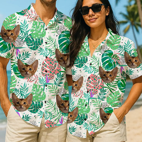 All-Over Face Print Shirt – Custom Tropical Tee for Summer Vibes