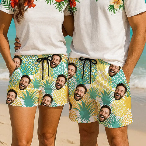 Custom Face Hawaiian Shorts – Personalized Tropical Shirt for Men & Women