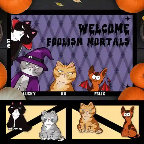 Spooky Season Welcome Doormat – Personalized with Your Cat