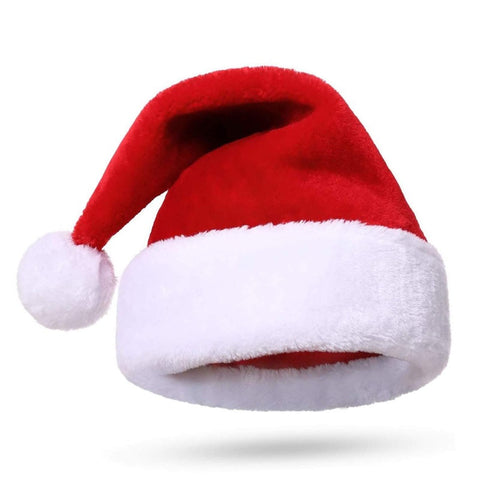 Classic Velvet Christmas Santa Hat – Unisex Holiday Santa Claus Hat for Party & New Year