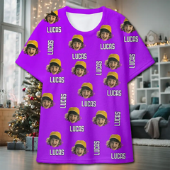 Custom Christmas Short Sleeve Flannel Pajamas – Matching Holiday Sleepwear for Families & Pets